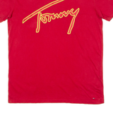 TOMMY HILFIGER Mens T-Shirt Red Crew Neck S