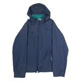 LL BEAN Mens Rain Jacket Blue Nylon 90s Hooded L