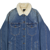ARMANI Womens Sherpa Lined Denim Jacket Blue XL