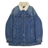 ARMANI Womens Sherpa Lined Denim Jacket Blue XL