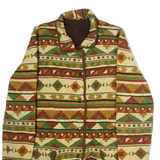 HOT DOG Womens Quilted Jacket Green Viscose 90s Geometric L
