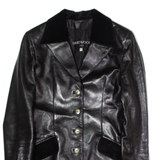 HARTWOOD Womens Blazer Jacket Black Faux Leather UK 10
