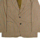 HURRAH Mens Blazer Jacket Beige Wool Houndstooth XL