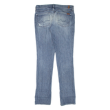 7 FOR ALL MANKIND Distressed Womens Jeans Blue Slim Straight Stone Wash W30 L34