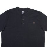DICKIES Mens T-Shirt Black Button Neck 2XL