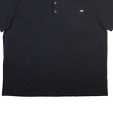 DICKIES Mens T-Shirt Black Button Neck 2XL
