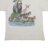 HANES Rare 80s Animals Mens T-Shirt Cream L