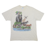 HANES Rare 80s Animals Mens T-Shirt Cream L