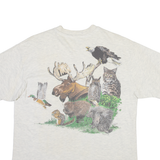 HANES Rare 80s Animals Mens T-Shirt Cream L