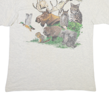 HANES Rare 80s Animals Mens T-Shirt Cream L