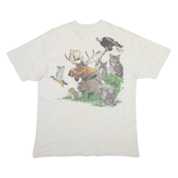 HANES Rare 80s Animals Mens T-Shirt Cream L