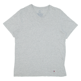 TOMMY HILFIGER Womens T-Shirt Grey V-Neck S