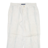 RALPH LAUREN Floral Womens Trousers Cream Relaxed Straight Linen W32 L27