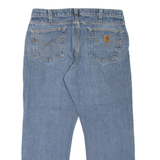 CARHARTT Distressed Workwear Mens Jeans Blue Straight Stone Wash W36 L30