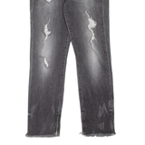 TRUE RELIGION Sara Cigarette Distressed Womens Jeans Grey Slim Straight W28 L27
