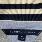 Tommy Hilfiger Striped 1/4 Zip - Medium Gray Cotton