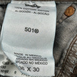 501 Levis Jeans - 36W 30L Grey Cotton
