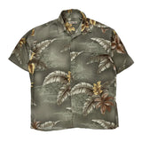 Hollis River Floral Hawaiian Shirt - Large Grey Cotton