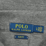 Polo By Ralph Lauren Slim Fit Long Sleeve Polo Shirt - Large Grey Cotton