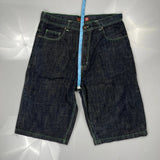 Risk Jean Contrast Stitch Denim Shorts - 36W 11L Green Cotton