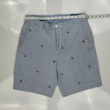 Anchors Polo By Ralph Lauren Striped Chino Shorts - 32W 9L Blue Cotton