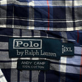 Polo By Ralph Lauren Checked Short Sleeve Shirt - XL Blue Cotton