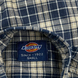 Dickies Checked Flannel Shirt - Small Blue Cotton