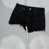 Levis Denim Shorts - 32W UK 12 Black Cotton