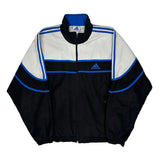 Adidas Striped Track Jacket - Large Blue Polyester