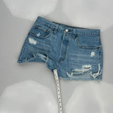 Levis Denim Shorts - 31W UK 12 Light Wash Cotton