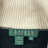 Ralph Lauren Striped 1/4 Zip - Medium Black Cotton