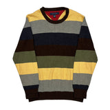 Tommy Hilfiger Striped Sweater - Medium Multicoloured Cotton