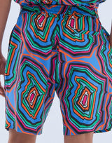 Relaxed Shorts with Pleats in Concentric Sky Blue