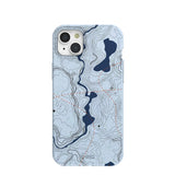 Powder Blue Contour Lines iPhone 15 Plus Case