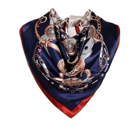 Anyyou Fashion Premium Satin Square Scarf – Red Blue Silk-Feel Neckwrap for Women