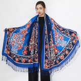 Anyyou 100% Merino Wool Royal Blue Garden Neck Wrap Silk Satin Large Winter Scarf Pashmina Shawl Bandana Perfect For Women Ladies Fashion Style