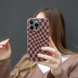 Chocolate Brown Cafe Check Samsung Galaxy S23 Case