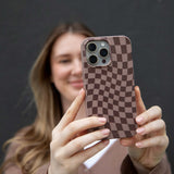 Chocolate Brown Cafe Check Samsung Galaxy S23+(Plus) Case