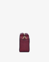 recycled genuine leather camera bag burgundy wine lizard#color_wine-lizard