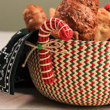 Candy Cane Basket - Handmade Iraca Palm - Christmas Tabledecor