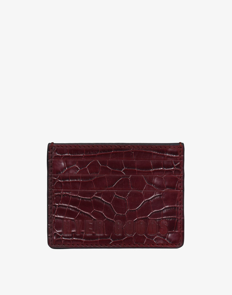 recycled leather card holder burgundy croc#color_burgundy-croco