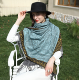 Anyyou 100% Pure Merino Wool Sky Blue Poncho for Women Winter Large Scarf Pashmina Shawl Bandana Neck Wrap