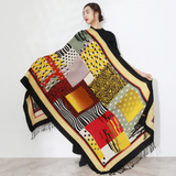 Anyyou 100% Merino Wool Multi-Color Silk Satin Large Winter Scarf Pashmina Shawl Bandana Perfect For Women Ladies Fashion Style