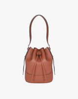 hyer goods recycled leather cinch bucket bag tan saddle brown#color_saddle-brown