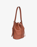 hyer goods recycled leather cinch bucket bag tan saddle brown#color_saddle-brown