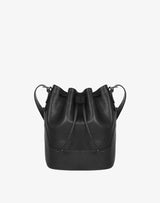 hyer goods recycled leather cinch bucket bag black#color_black