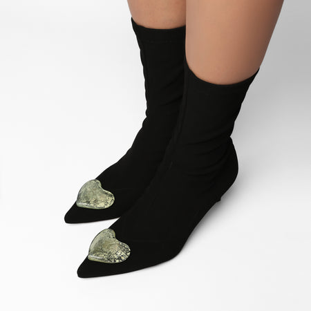 YOKO Textile Stretch Boot with Hearts 5 cm