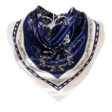 Anyyou Fashion Premium Satin Square Scarf – Elegant Navy Blue Silk-Feel Neckwrap for Women