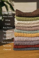 Linen waffle blanket in Terracotta