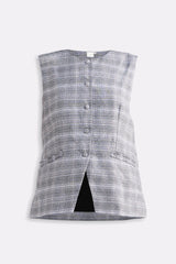 Cotton Tweed Vest Jacket in Grey